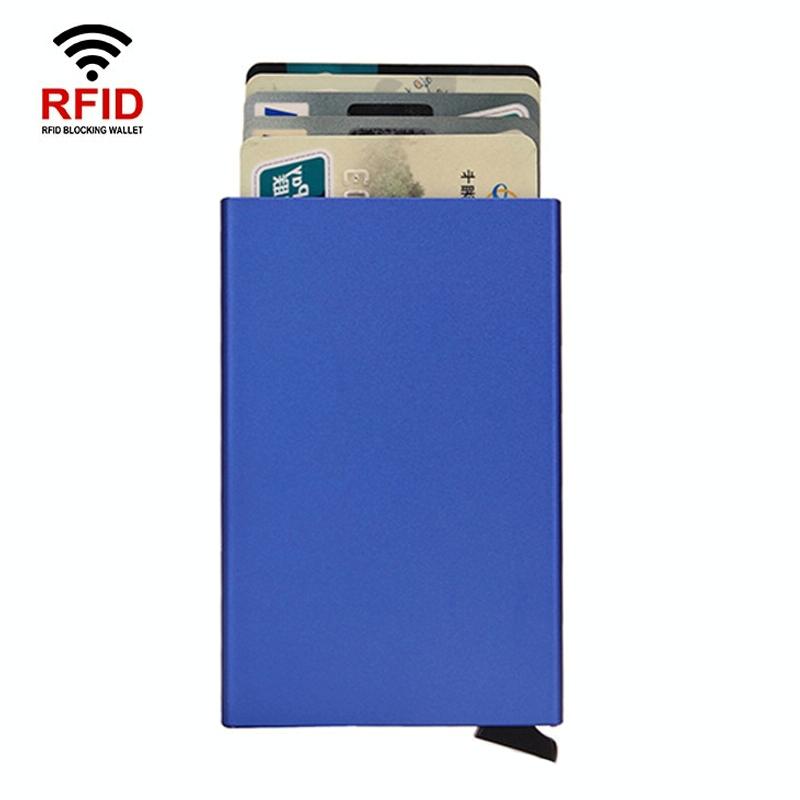 Metal Rfid Card Holder Wallet - Compact Design - Light Grey