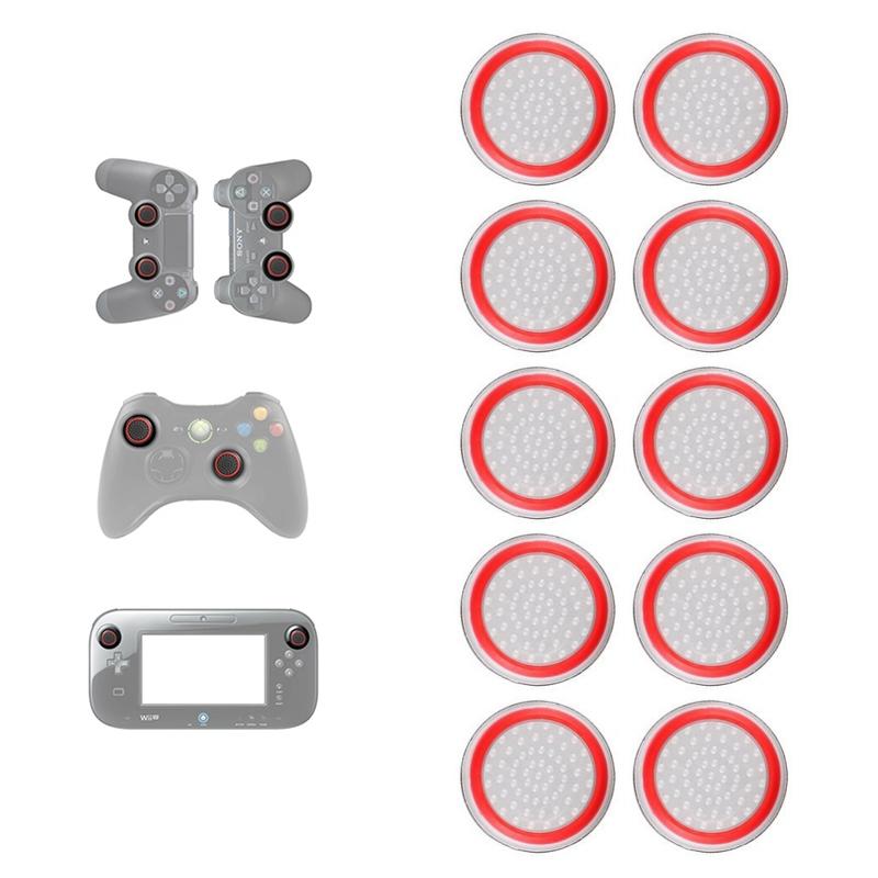 10-piece Luminous Gamepad Button Caps for Ps5 / Ps4 / Ps3 / Xbox one / 360 / Pro / Series x / s - Transparent Red Circle