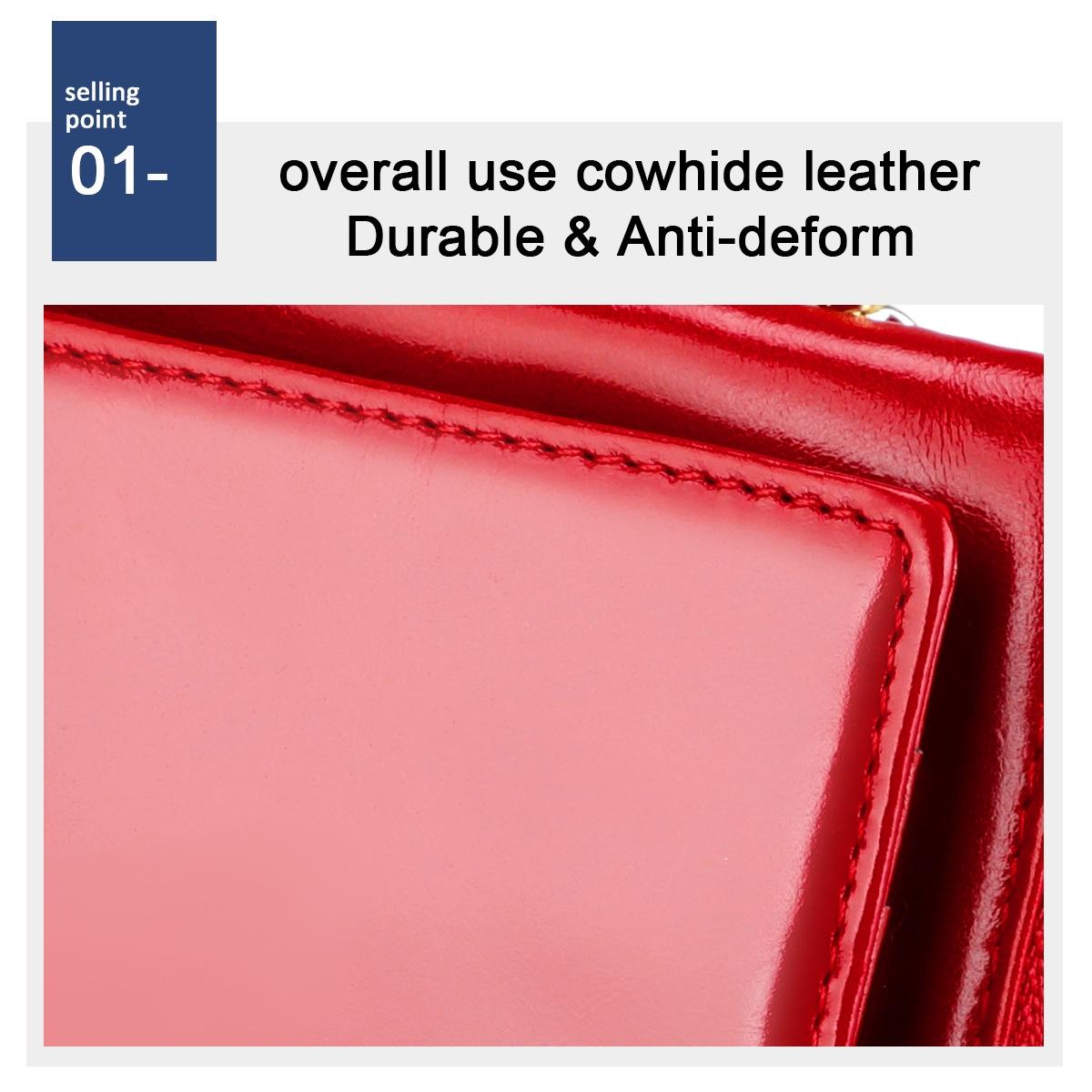 Women Vintage Leather Rfid Wallet - Rose Red