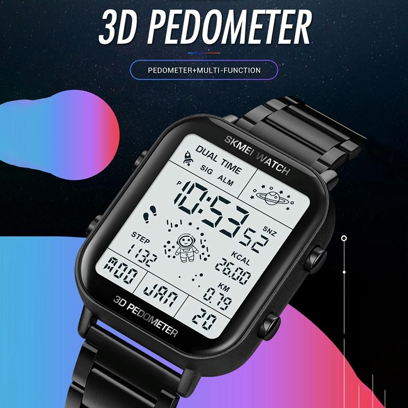 1888 Men Multifunctional Waterproof Digital Watch - Stainless Steel 30m - Gold