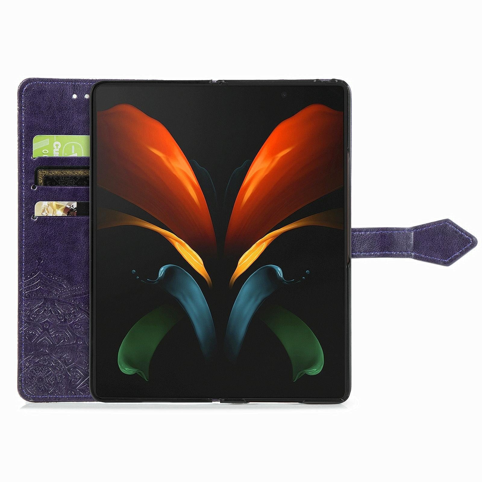 For Samsung Galaxy Z Fold4 5G Embossed Mandala Leather Phone Case - Blue