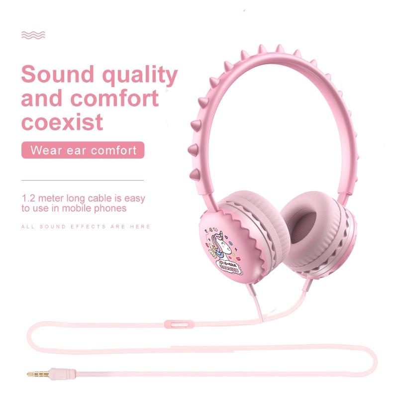 Cartoon Stereo Headphones With Mic Y19 - Cute Dinosaur