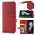 For Samsung Galaxy Z Fold4 5G Leather Grid Texture Phone Case With Lanyard - Red