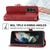 For Samsung Galaxy Z Fold4 5G Leather Grid Texture Phone Case With Lanyard - Red