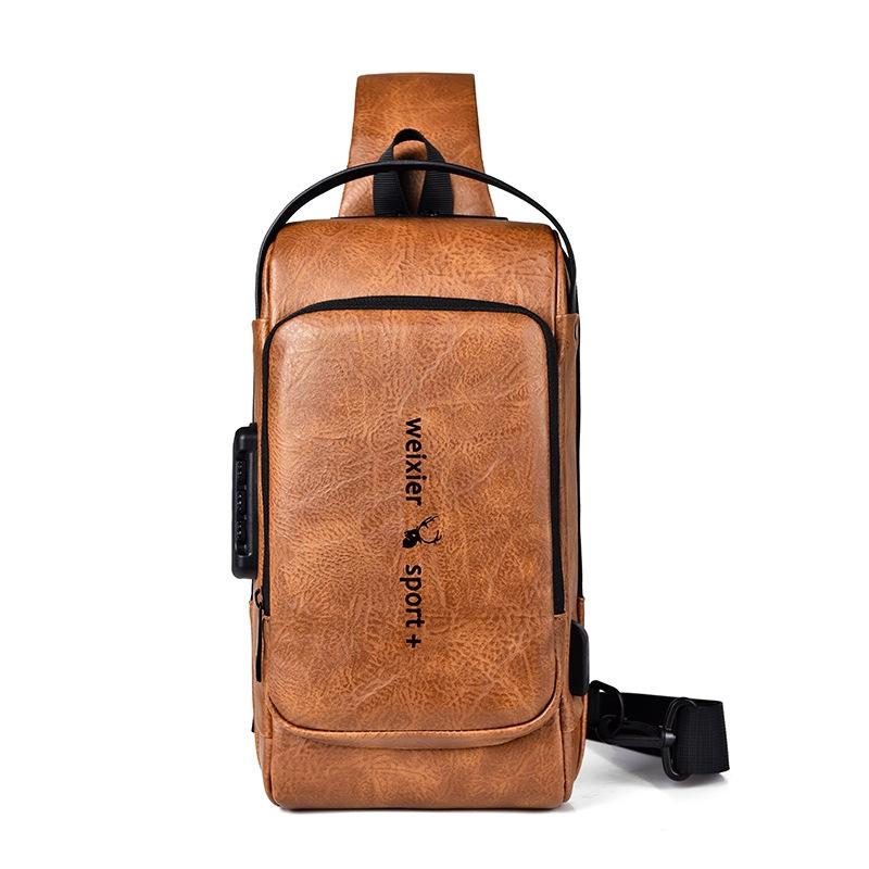 Waterproof Anti Theft Crossbody Backpack For Men - Light Brown