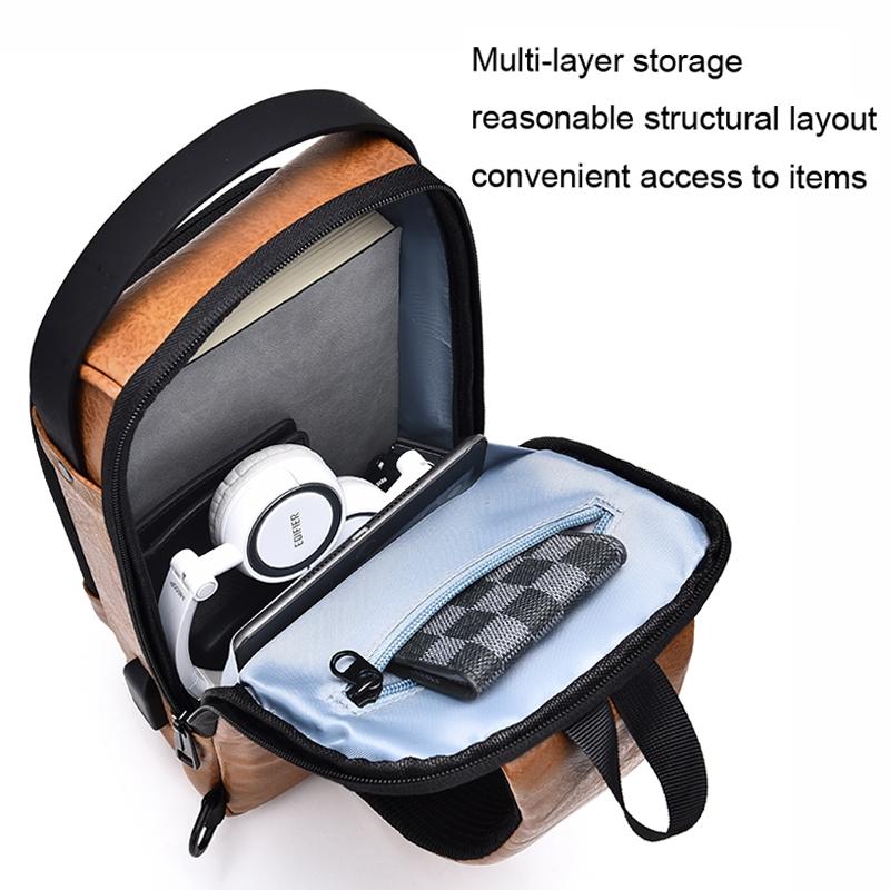 Waterproof Anti Theft Crossbody Backpack For Men - Light Brown