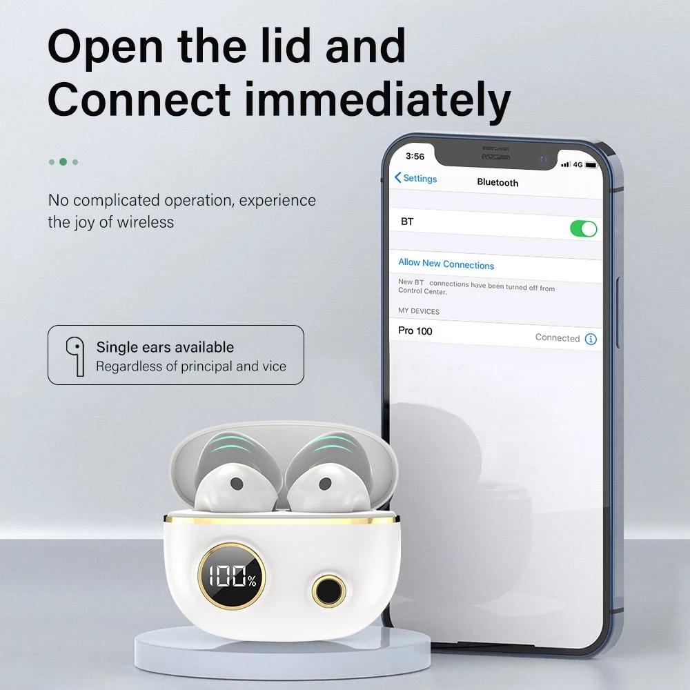 Waterproof 9d Stereo Bluetooth Earphones with Charging Case - White