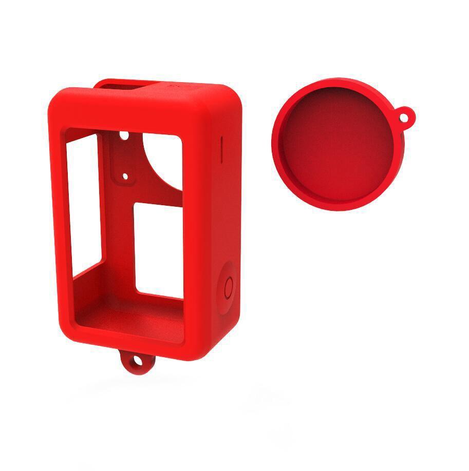 Protective Silicone Case with Lens Cap for Dji Action 3 - Red