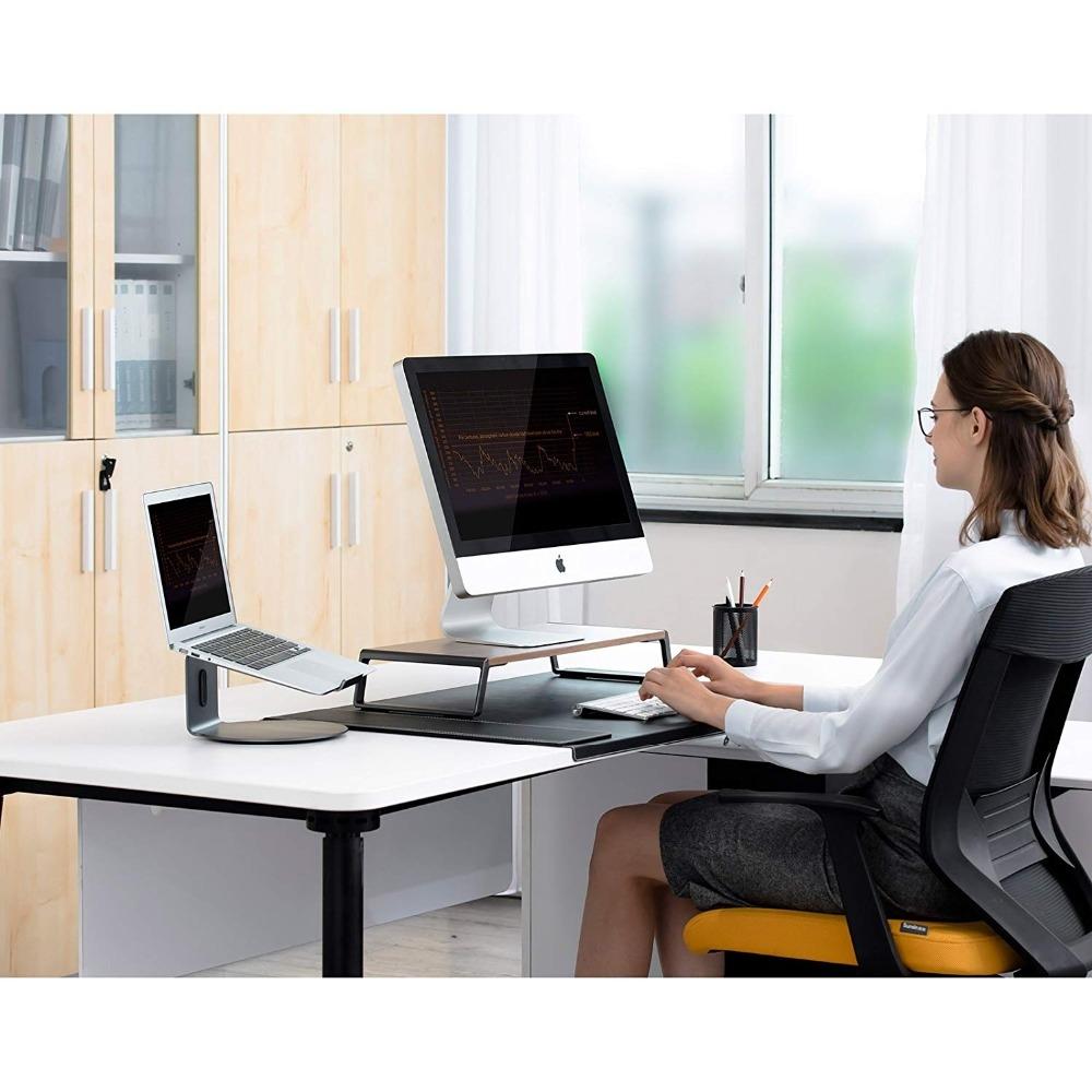 Metal Feet Monitor Stand for Imac Macbook Lcd Printer - Light Wood Grain