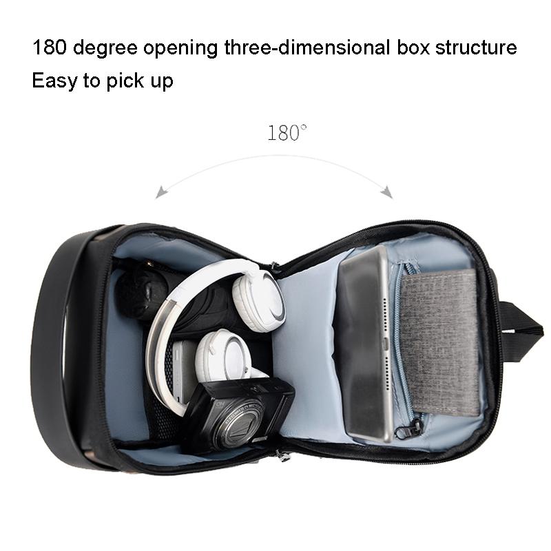 Anti Theft Men Shoulder Bag With Usb Charging Port - Black Gold