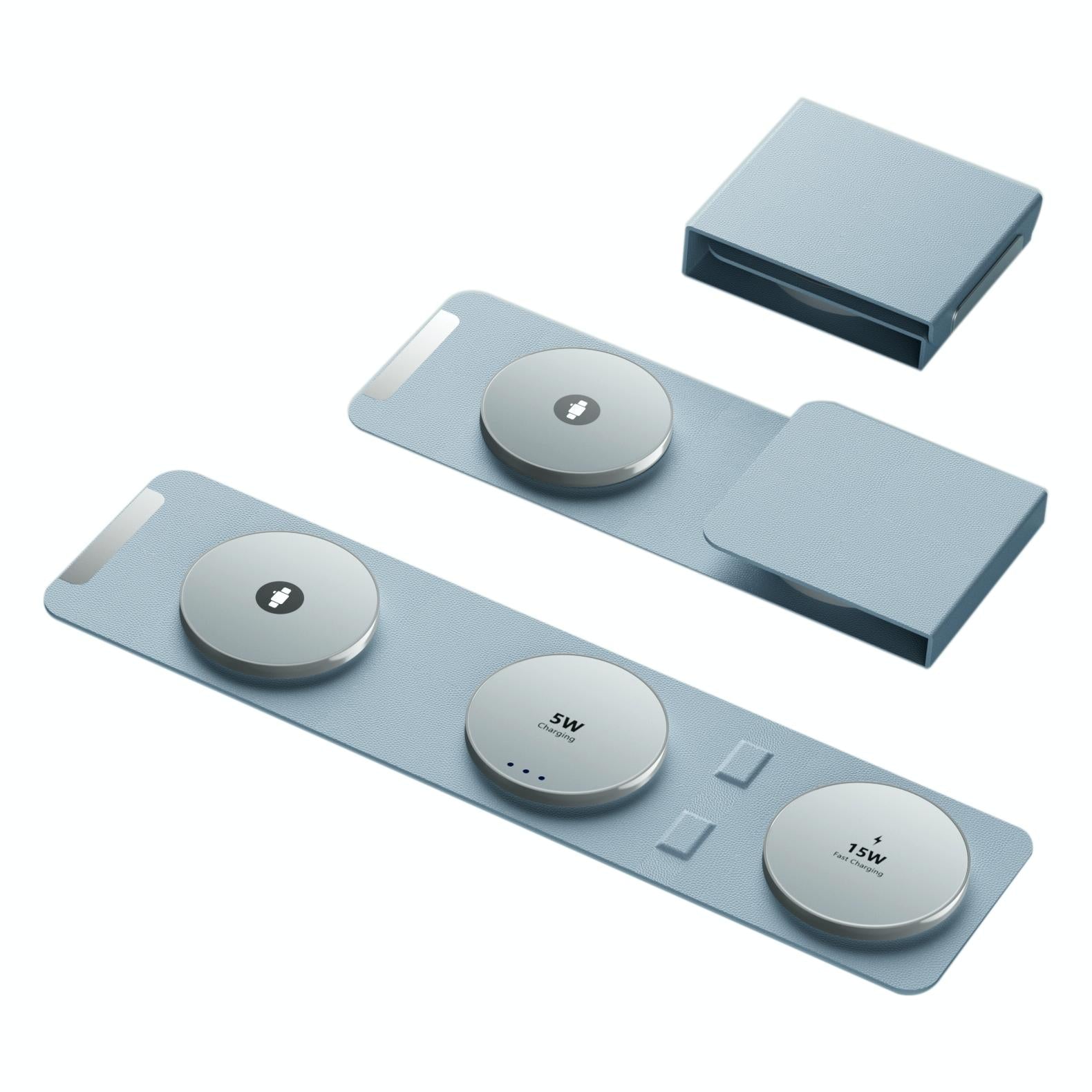 15W 3 In 1 Magnetic Wireless Charger - Blue