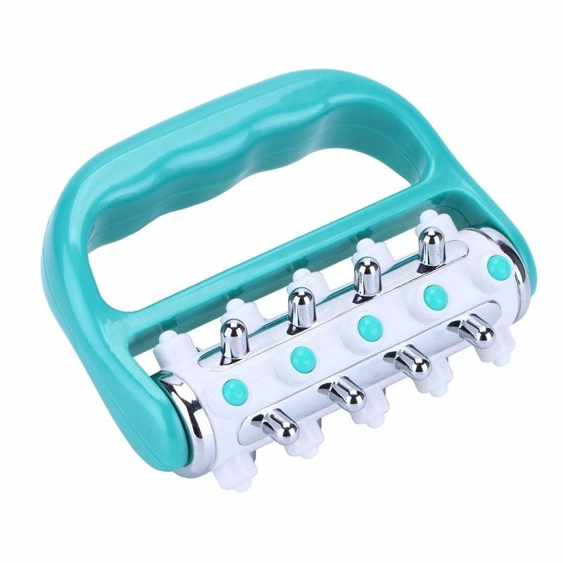 Curved Handheld Roller Massager 5 Rows Soothing Relief - Green
