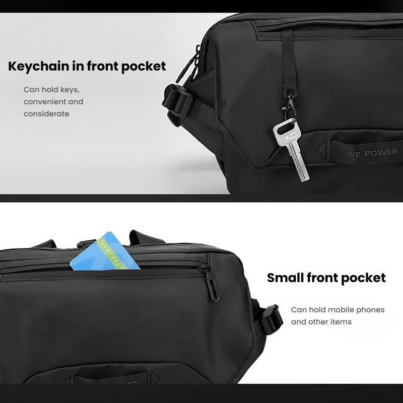 3 Point Strap Men Cycling Chest Bag Anti Sway Design - Grey