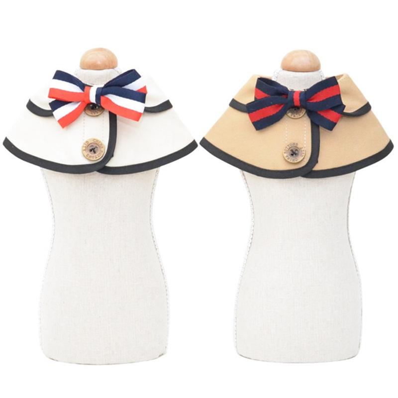 Dog Shawl Saliva Towel Scarf Pet Bow Tie Jewelry Accessories - Size S - White