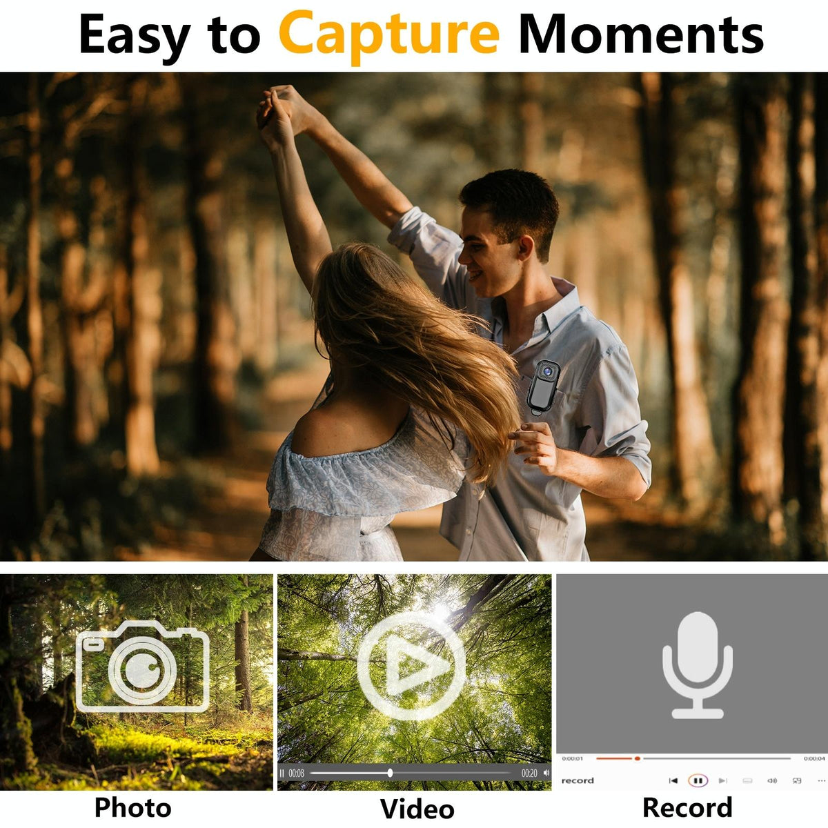 1080P Mini Action Cam For Sport Dv Video Recording 0.96 Inch Pocket Camera - Black