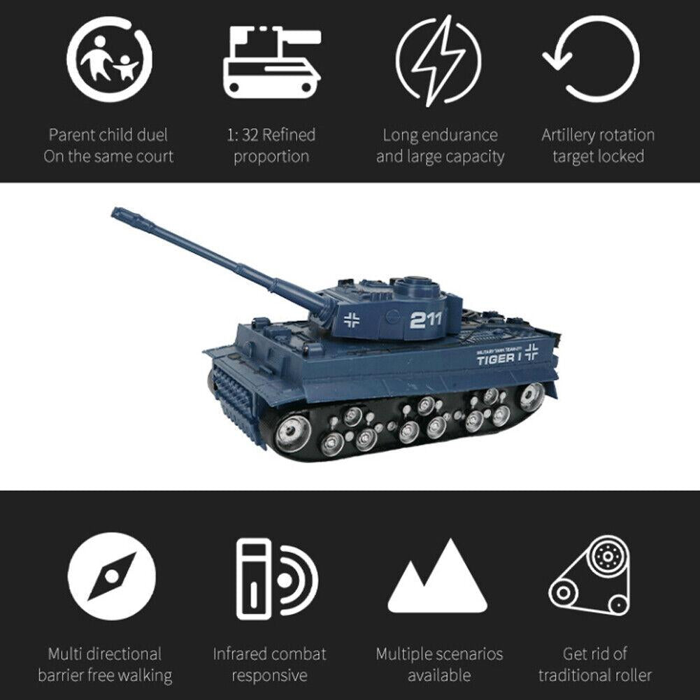 1 32 Four-way Rc Tank with Remote Control - Green