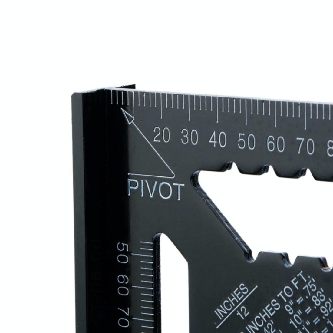 Woodworking Square Layout Gauge - Angle Ruler Measuring Tool - 12 Inch Black