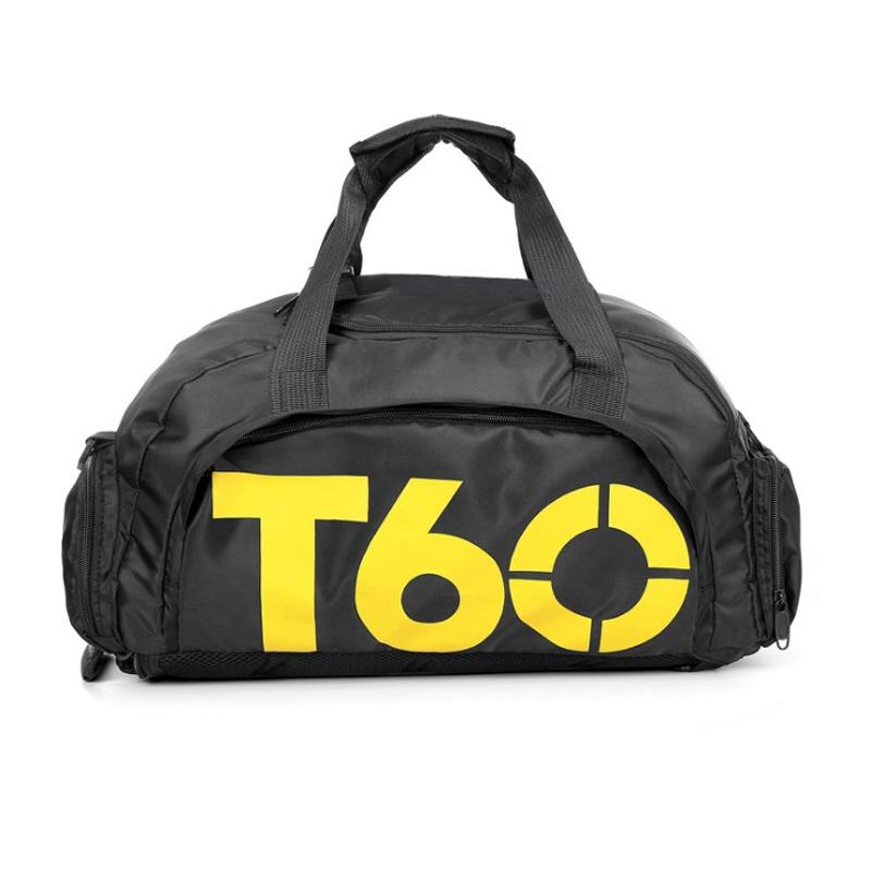 Waterproof Fitness Backpack For Swimming And Travel - Black Bottom Yellow Word