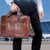 Large Capacity Retro Cowhide Briefcase - Coffee