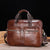 Large Capacity Retro Cowhide Briefcase - Coffee