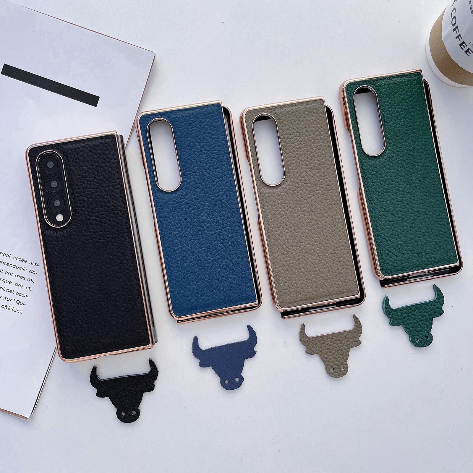 Star Series Nano Electroplating Pu Case For Samsung Galaxy Z Fold 4 - Forest Green