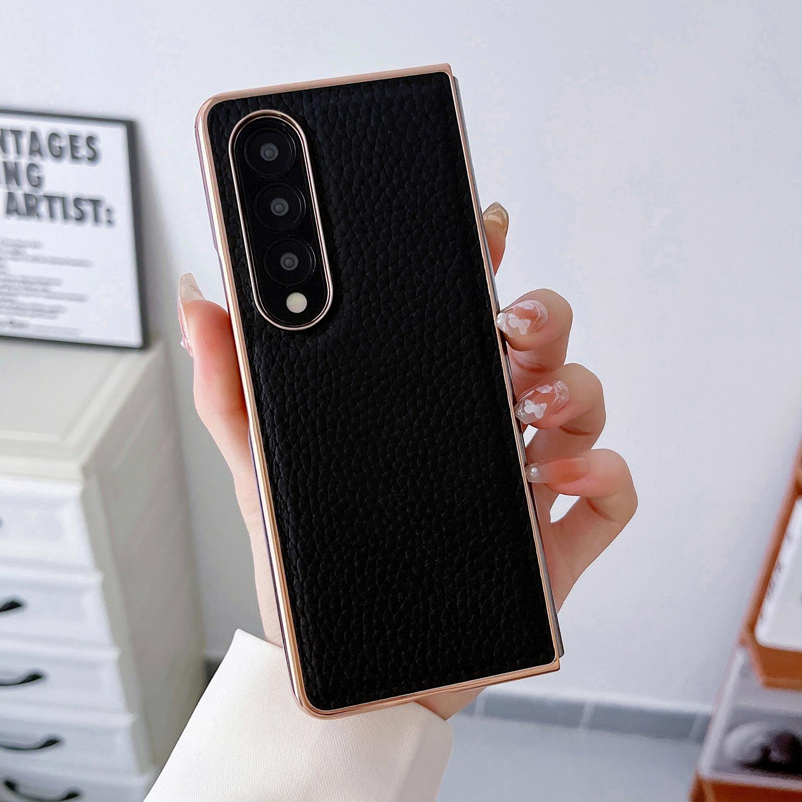 Star Series Nano Electroplating Pu Case For Samsung Galaxy Z Fold 4 - Forest Green