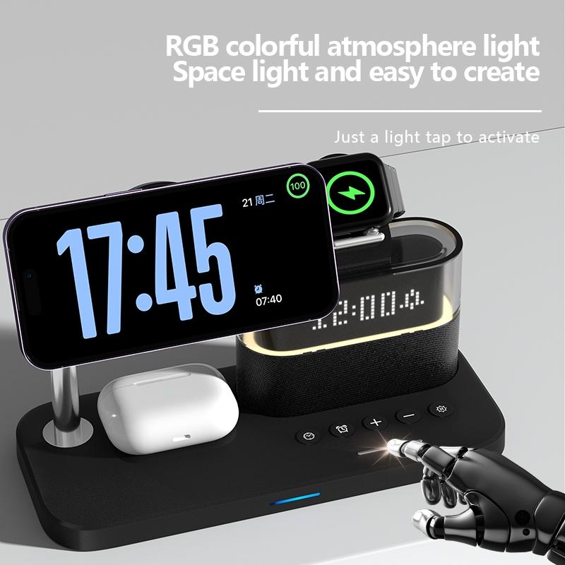 15W Wireless Charger Clock Lamp Multifunctional - White