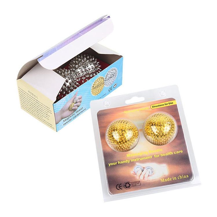 1 Pair Magnetic Massage Balls Relax Muscles & Relieve Pressure 3.2Cm - Silver
