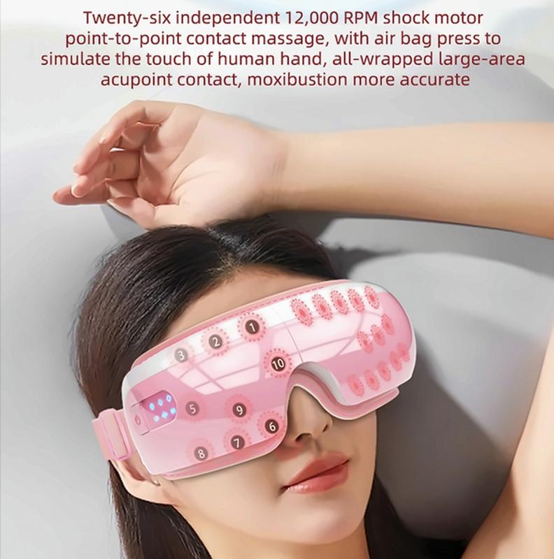 Adjustable Eye Massager With Hot Compress Black - Pink