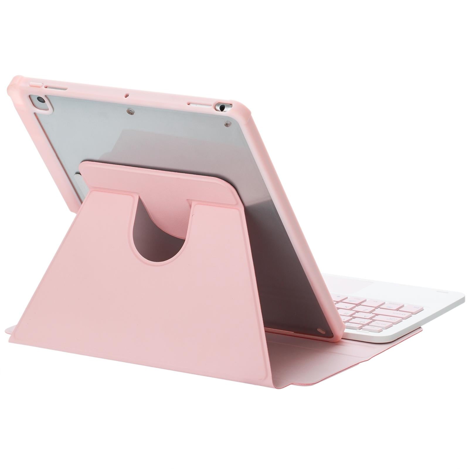 360 Rotation Bluetooth Keyboard Leather Case For Ipad 10.9 2022 With Touch Control And Backlight - Pink