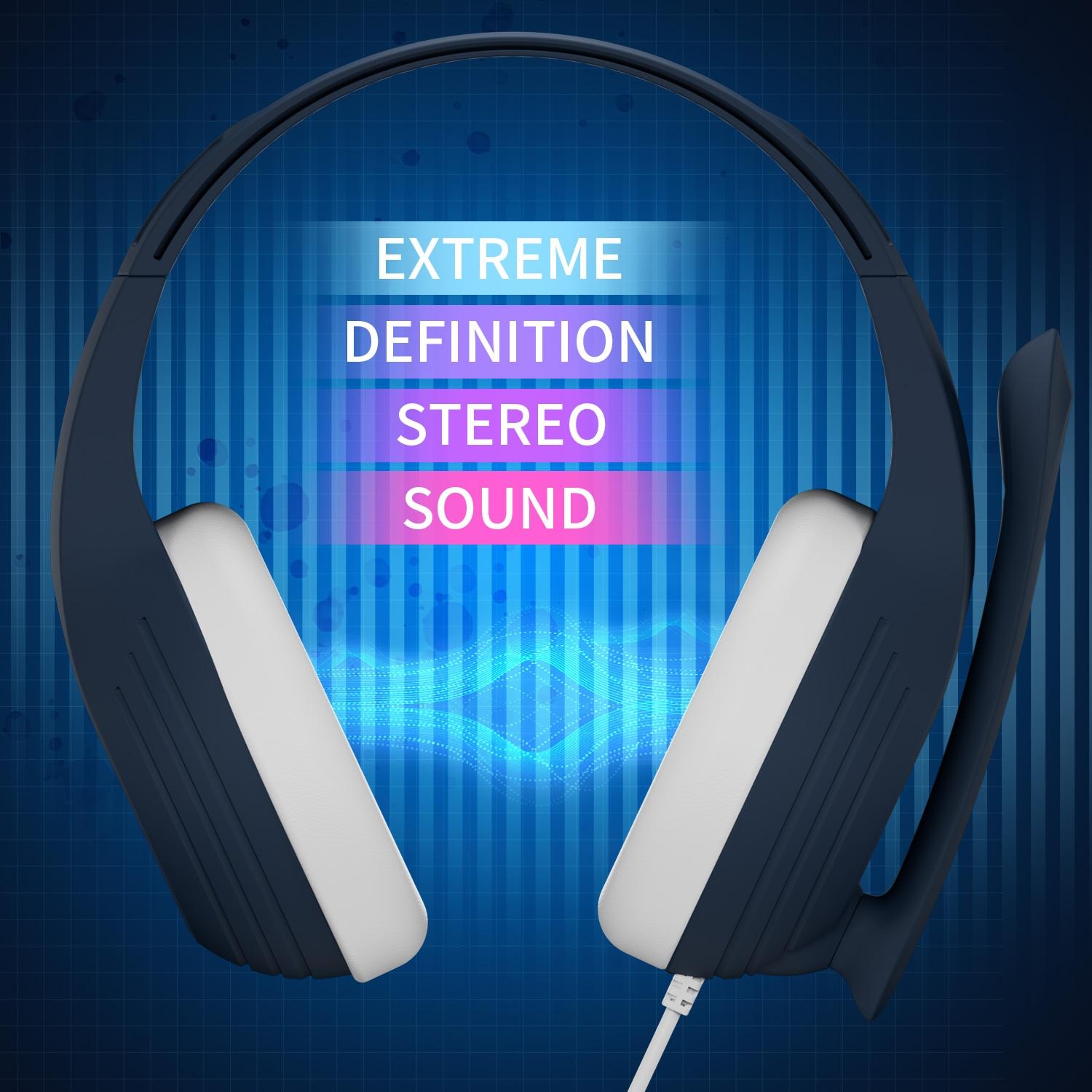 Adjustable Gaming Headset With Mic 3.5Mm Port - Blue