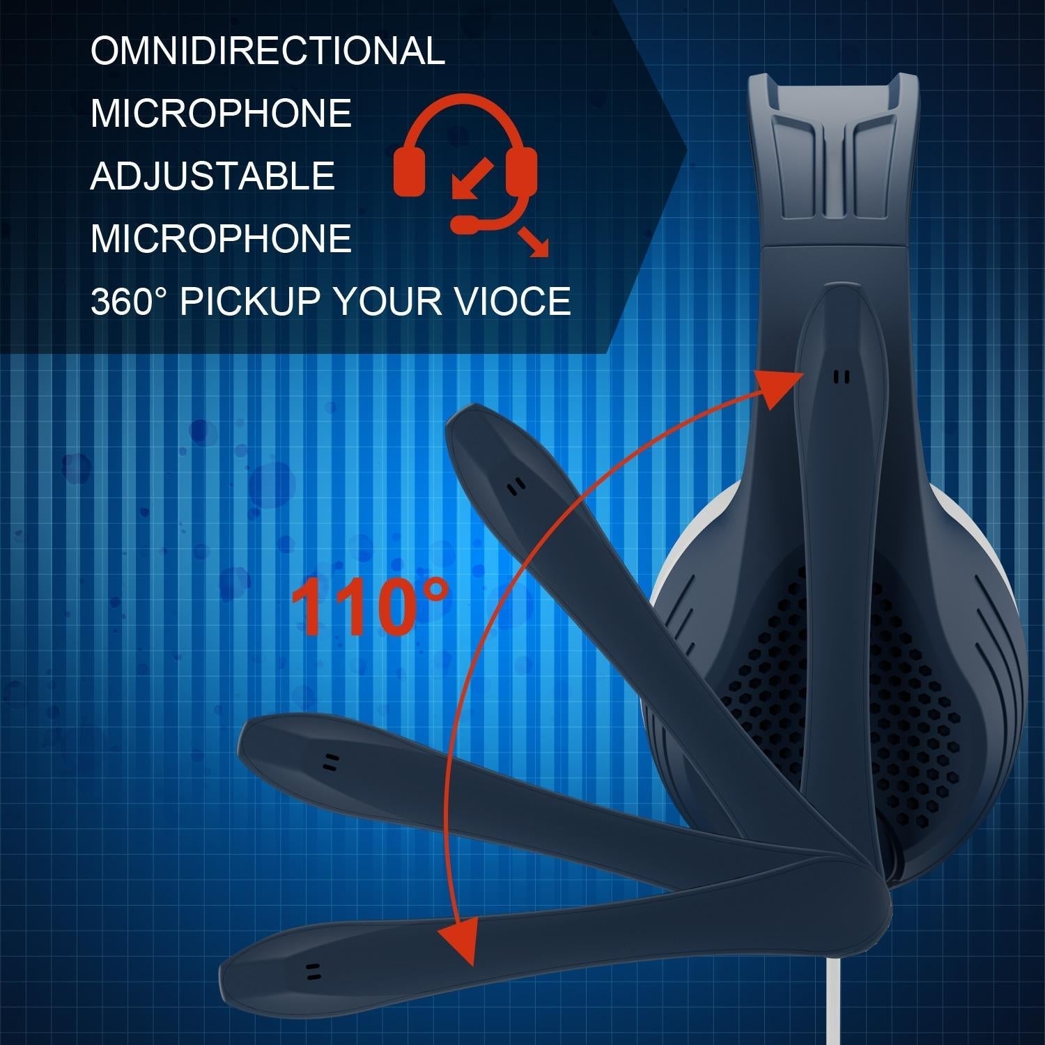 Adjustable Gaming Headset With Mic 3.5Mm Port - Blue