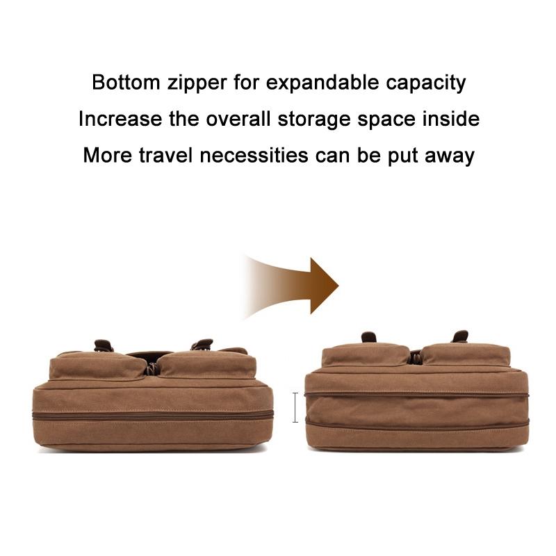 Men Canvas Crossbody Messenger Bag - Coffee