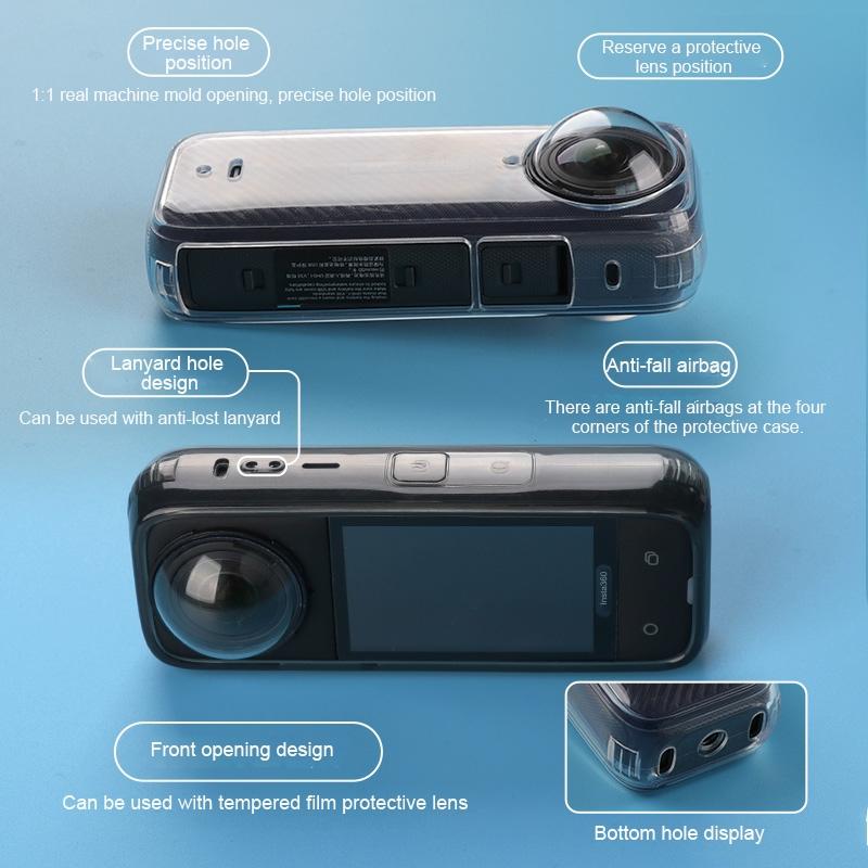 Clear Soft Tpu Protective Case for Insta360 X4 - 1.5mm Thickness - Clear Black - Single Cover