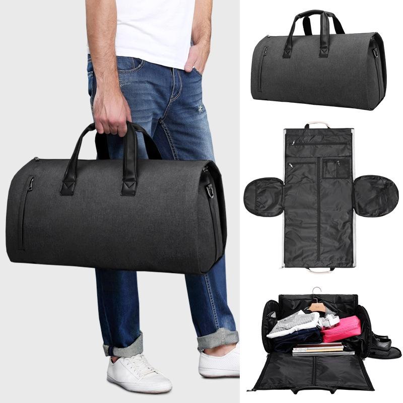 Shoe Compartment Travel Suit Bag - Compact & Organized - Black