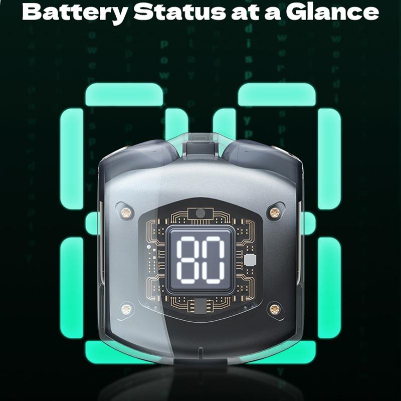 Transparent Bubble Tws Wireless Earphones with Lanyard - Black