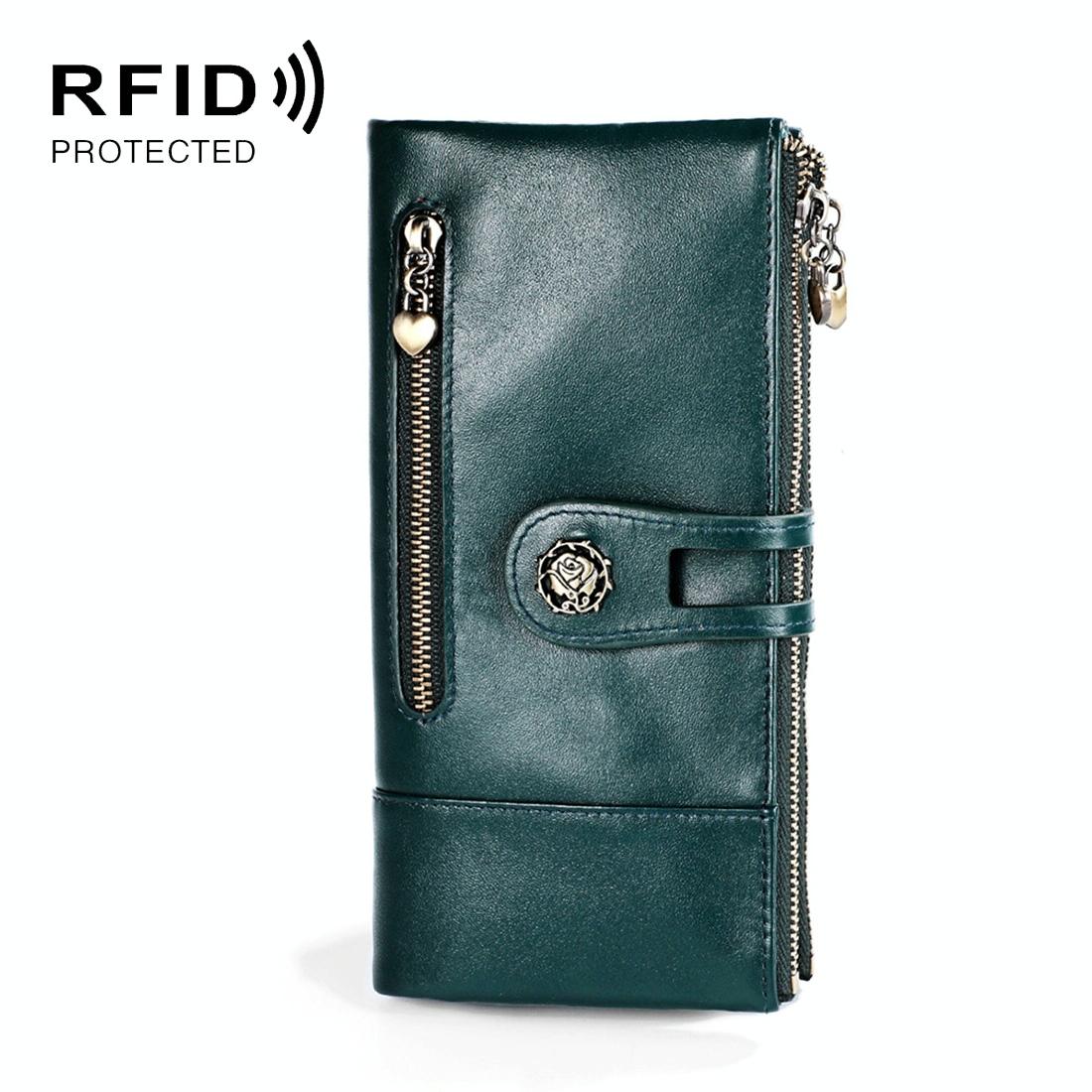Vintage Rfid Leather Wallet with Card Slots for Women - Blue