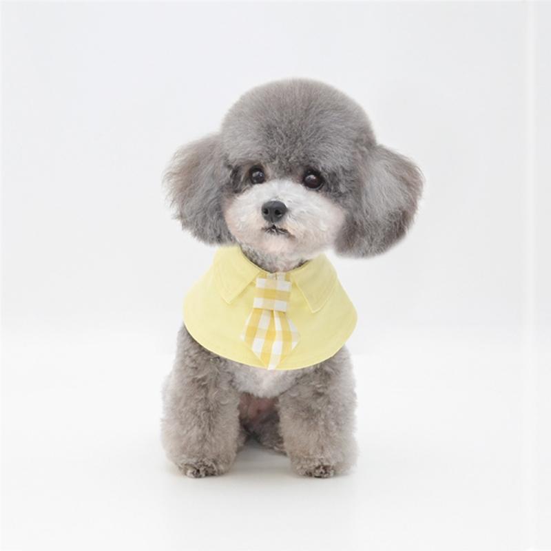 Pet Shawl Scarf Saliva Towel Dog Clothes Accessories - Size S - Yellow