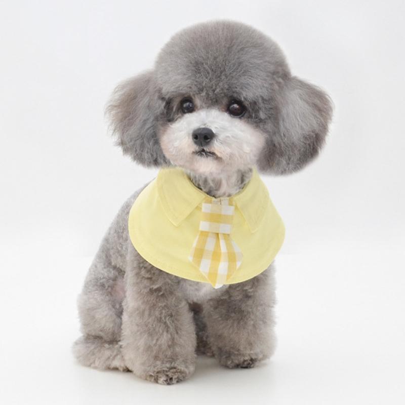 Pet Shawl Scarf Saliva Towel Dog Clothes Accessories - Size S - Yellow