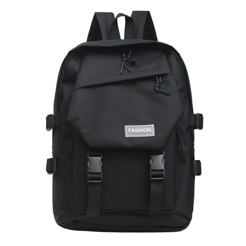 School Backpack with Harajuku Style - Black