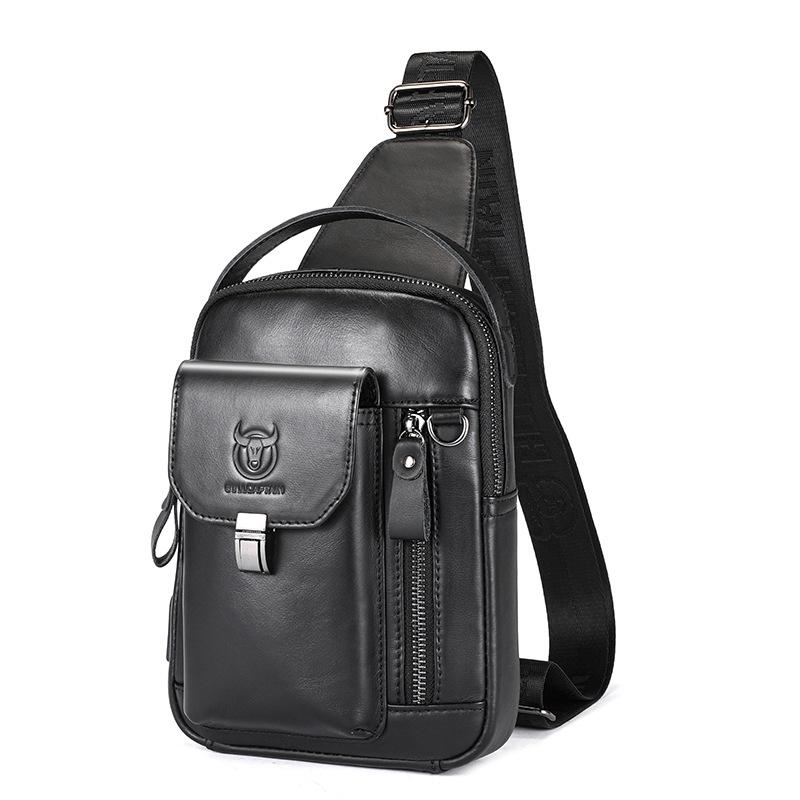 Large Retro Cowhide Crossbody Bag With Usb Port - Coffee