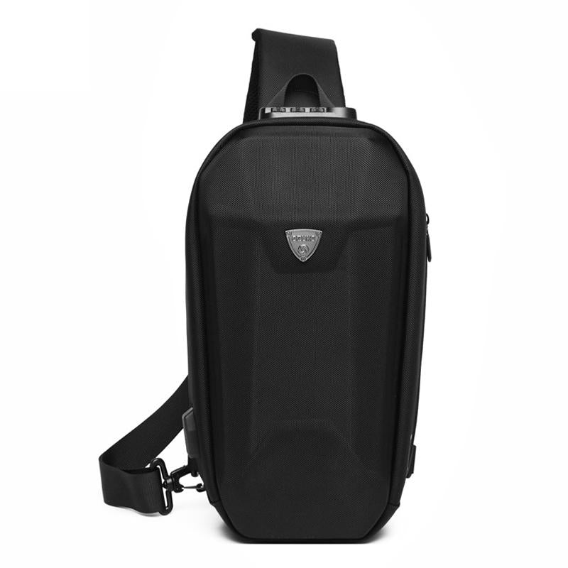 Waterproof Men Chest Bag Usb Charging Port Anti Theft Oxford Cloth Messenger Bag - Black