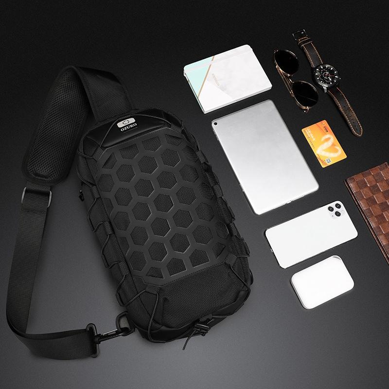 Waterproof Anti Theft Messenger Bag With Usb Port Men Oxford Cloth Shoulder Bag Black