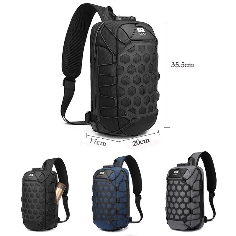 Waterproof Anti Theft Messenger Bag With Usb Port Men Oxford Cloth Shoulder Bag Black