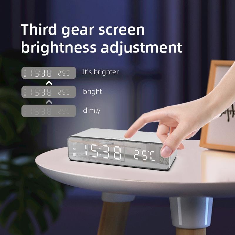 Wireless Charging Desktop Phone With Clock & Temperature Display - Black