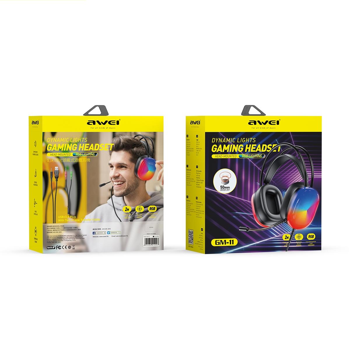 2M Luminous Wired Headphones Awei Gm-11 - White