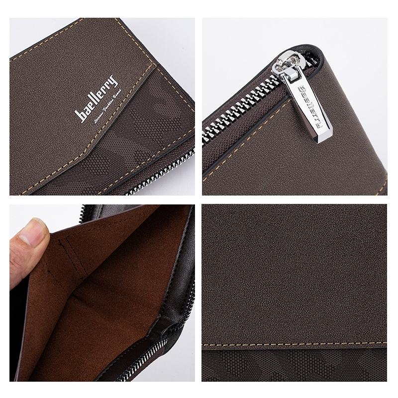 Retro Rfid Blocking Zip Wallet with Short Coin Pocket - Coffee