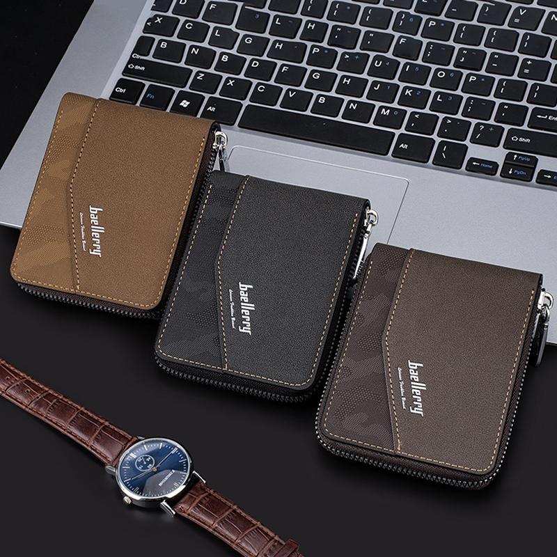 Retro Rfid Blocking Zip Wallet with Short Coin Pocket - Coffee