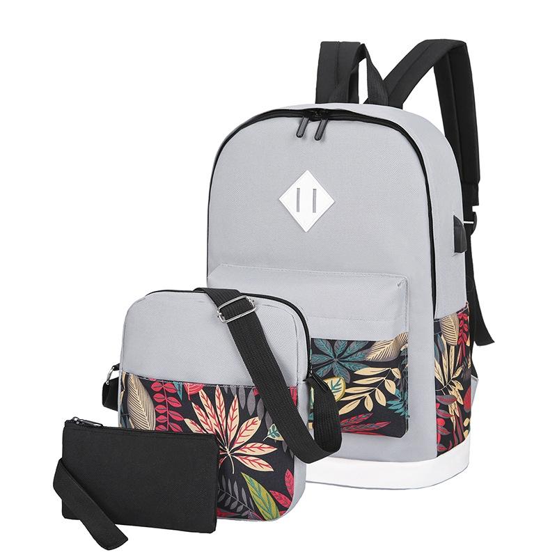 Versatile Student Backpack with Usb Port - College Style - Light Grey