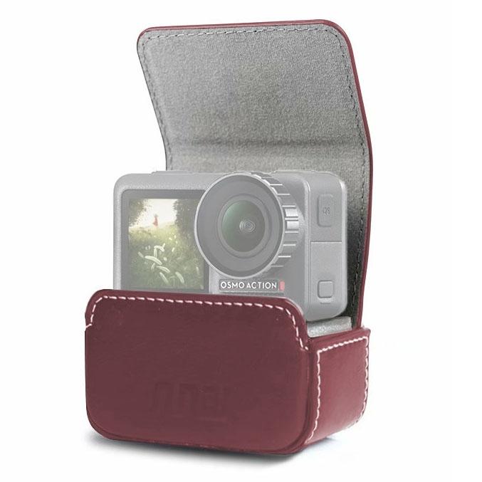 Waterproof Mini Leather Case for Dji Action Gopro Sjcam Xiaomi Mi Jia - Storage Box - Coffee